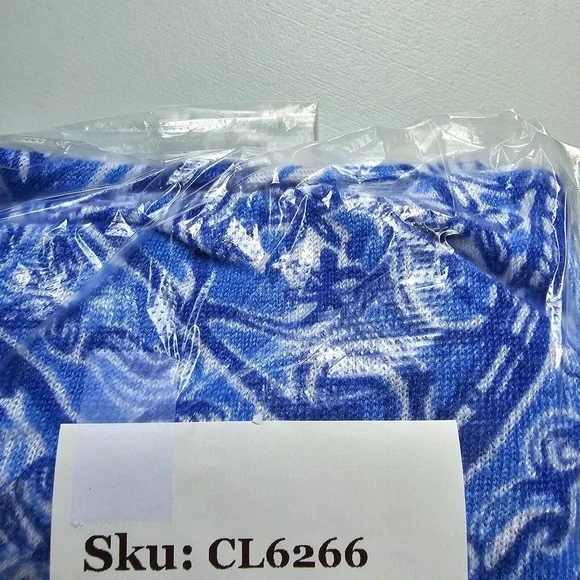 Lilly Pulitzer Linen Shirt Womens XS/S Blue White Paisley V-Neck Coastal - Picture 13 of 13